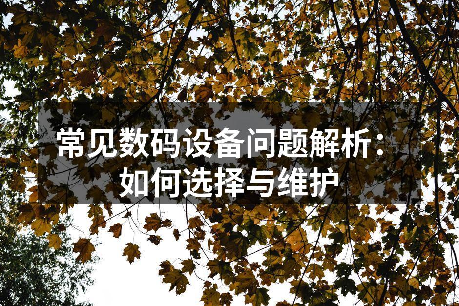 常见数码设备问题解析：如何选择与维护